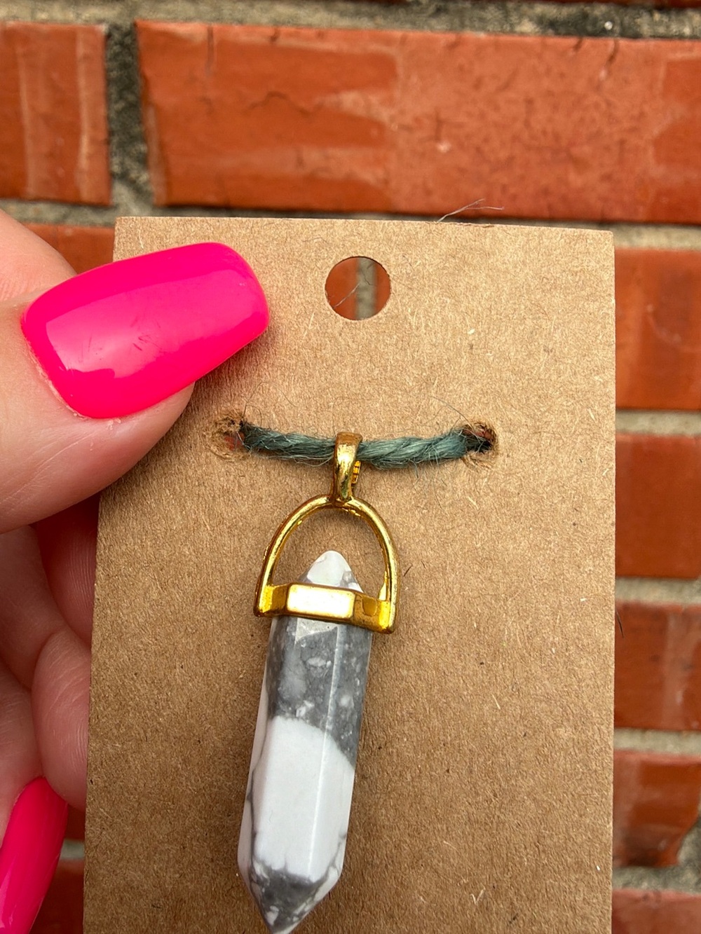 White & Gray Howlite Point Pendant Necklace